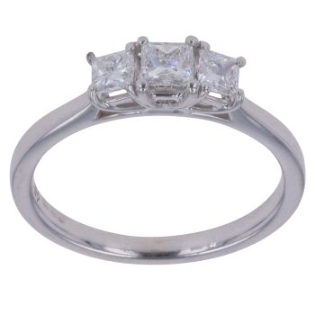 18ct White Gold 0.60ct Princess Cut Diamond Trilogy Ring
