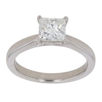 Platinum 1.00ct Princess Cut Diamond Solitaire Ring