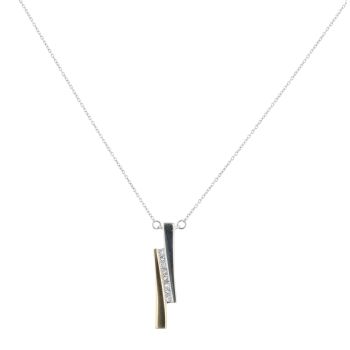 18ct Yellow and White Gold 0.25ct Princess Cut Diamond Pendant and Chain 18"