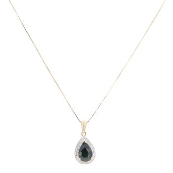 9ct Yellow Gold 0.02ct Diamond and Sapphire Pendant and Chain 18"