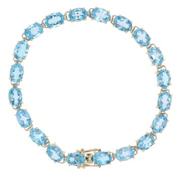 9ct Yellow Gold Blue Topaz Bracelet 6.5"