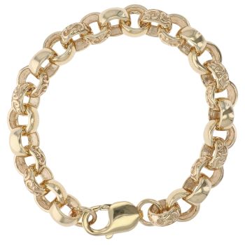 9ct Yellow Gold Patterned Belcher Bracelet 7.5"