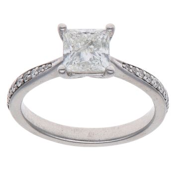 18ct White Gold 1.20ct Princess and Brilliant Cut Lab Grown Diamond Solitaire Ring