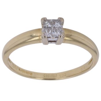 18ct Yellow Gold 0.20ct Princess Cut Diamond Cluster Ring