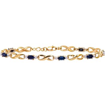 9ct Yellow Gold Oval Sapphire and Diamond Bracelet