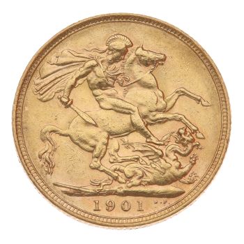 1901 Victoria Old Head Australia Half Sovereign Coin