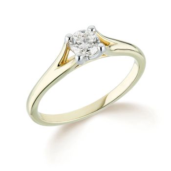 9ct Yellow Gold 0.25ct Natural Diamond Solitaire Engagement Ring with Split Band