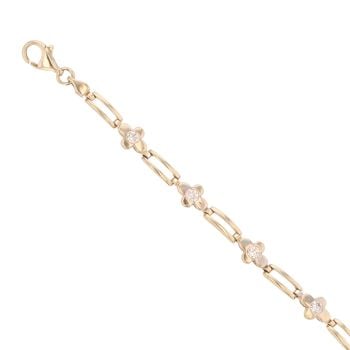 9ct Yellow And White Gold Cubic Zirconia Bracelet 7"