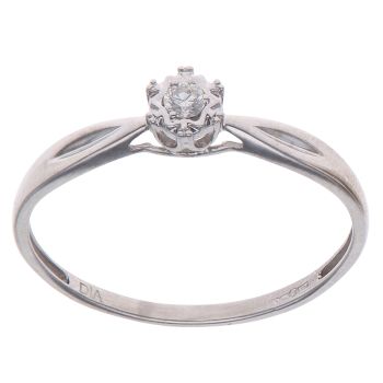 9ct White Gold 0.05ct Brilliant Cut Diamond Solitaire Ring