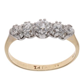 18ct Yellow Gold 0.55ct Brilliant Cut Diamond Five Stone Ring