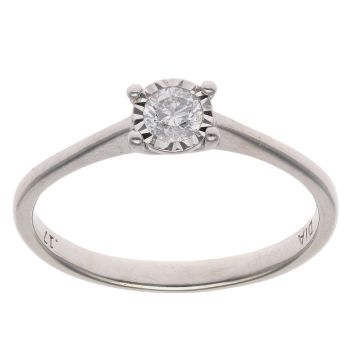 9ct White Gold 0.17ct Brilliant Cut Diamond Solitaire Ring