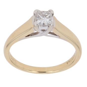 18ct Yellow Gold 0.55ct Princess Cut Diamond Solitaire Ring