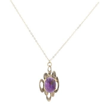9ct Yellow Gold Amethyst Pendant And Chain 16"