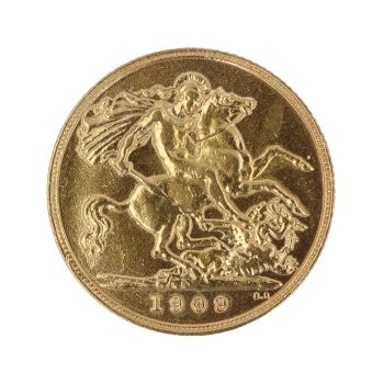 1909 Edward VII Large Head UK Half Sovereign Coin