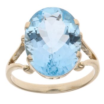 9ct Yellow Gold Blue Topaz Solitaire Ring