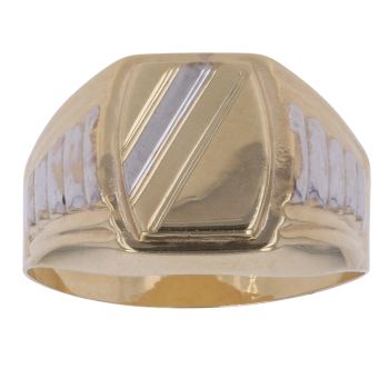 14ct Yellow and White Gold Square Signet Ring