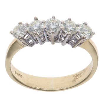 14ct Yellow Gold 1.25ct Brilliant Cut Diamond Five Stone Eternity Ring