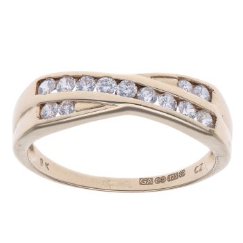 9ct Yellow Gold Cubic Zirconia Crossover Ring