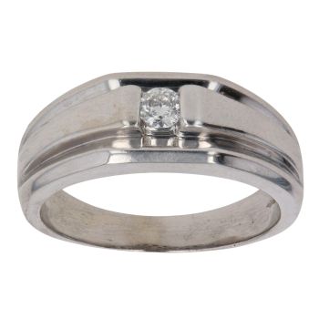9ct White Gold 0.25ct Diamond Signet Ring