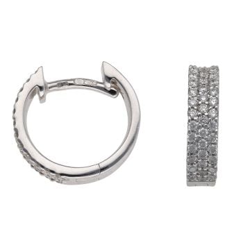 18ct White Gold 0.20ct Brilliant Cut Diamond Hoop Earrings