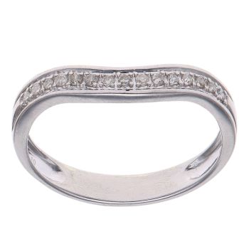 9ct White Gold 0.10ct Brilliant Cut Diamond Wishbone Ring