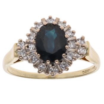 18ct Yellow Gold 0.25ct Diamond and Sapphire Cluster Ring