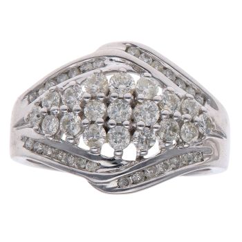 14ct White Gold 0.85ct Brilliant Cut Diamond Cluster Ring