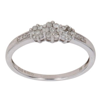 9ct White Gold 0.25ct Brilliant Cut Diamond Cluster Ring