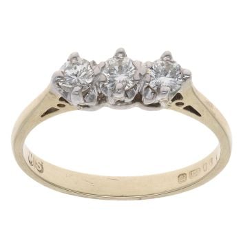 9ct Yellow Gold 0.40ct Brilliant Cut Diamond Trilogy Ring