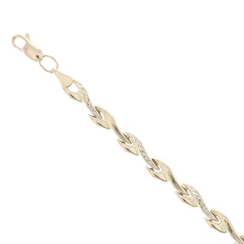 14ct Yellow and White Gold Twist Bracelet 6.5"