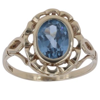 9ct Yellow Gold Blue Topaz Single Stone Ring