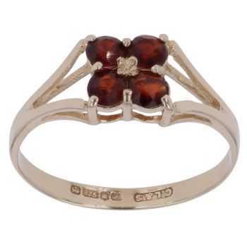 9ct Yellow Gold Garnet Cluster Ring