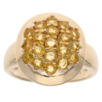 9ct Yellow Gold Yellow Gemstone Cluster Ring
