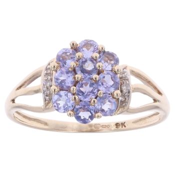 9ct Yellow Gold 0.01ct Diamond Cluster Ring
