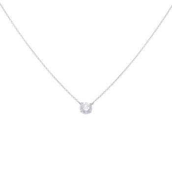 9ct White Gold 1.00ct Brilliant Cut Lab Grown Diamond Pendant and Chain 18"