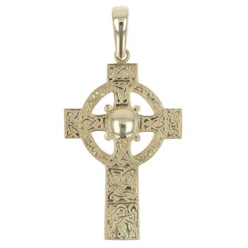 9ct Yellow Gold Celtic Patterned Cross Pendant
