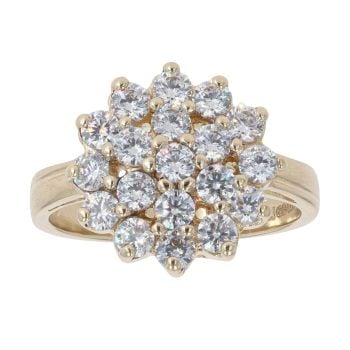 9ct Yellow Gold Cubic Zirconia Cluster Ring