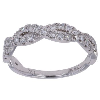 18ct White Gold 0.50ct Brilliant Cut Diamond Crossover Twist Ring