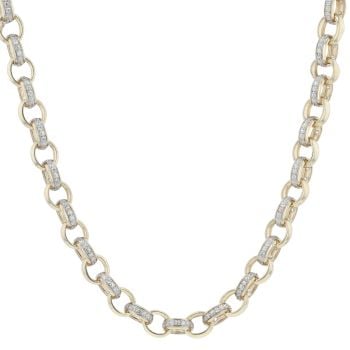 9ct Yellow Gold Cubic Zirconia Belcher Chain 28"