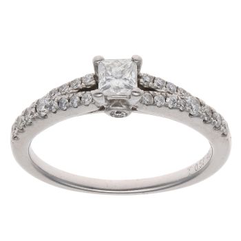 18ct White Gold 0.53ct Princess And Brilliant Cut Diamond Solitaire Ring