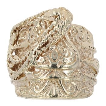 9ct Yellow Gold Patterned Saddle Ring