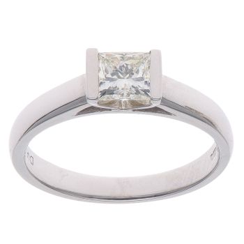 18ct White Gold 0.50ct Princess Cut Diamond Solitaire Ring