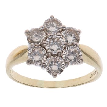 18ct Yellow Gold 1.50ct Brilliant Cut Diamond Cluster Ring
