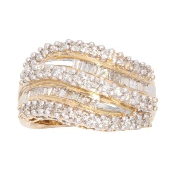18ct Yellow Gold 1.00ct Brilliant And Baguette Cut Diamond Fancy Ring
