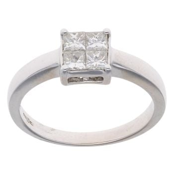 18ct White Gold 0.50ct Brilliant Cut Diamond Cluster Ring
