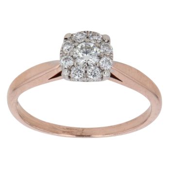 9ct Rose Gold 0.25ct Brilliant Cut Diamond Cluster Ring