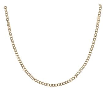 9ct Yellow Gold Greek Key Curb Chain 18"