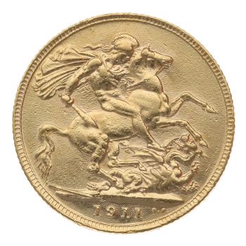 1911 George V Large Head UK Full Sovereign Coin