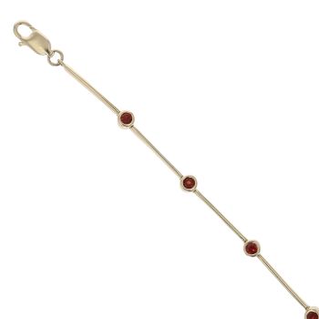 9ct Yellow Gold Garnet Fancy Bracelet 7.5"