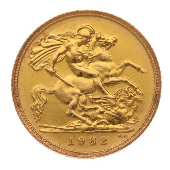 1982 Elizabeth II Decimal Portrait UK Half Sovereign Coin